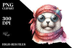 Funny Cute Seal with Silk Scarf | White Background Product Image 2