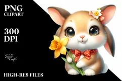 Bunny Flower, Clipart |T-shirt, Mug PNG Product Image 1