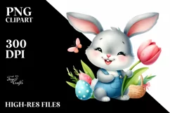 Easter Bunny Egg Flower, Clipart |T-shirt, Mug PNG Product Image 8