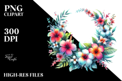 Colorful Hawaiian Flower Frame, PNG Product Image 2