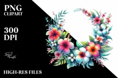 Colorful Hawaiian Flower Frame, PNG Product Image 3