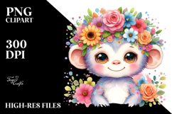 Cute Monkey Pastel Colors Watercolor | Clipart Product Image 2