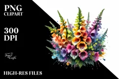 Vibrant Bouquet with Colorful Foxglove Splash | Sublimation Product Image 3