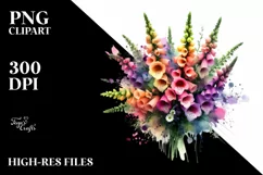 Vibrant Bouquet with Colorful Foxglove Splash | Sublimation Product Image 3