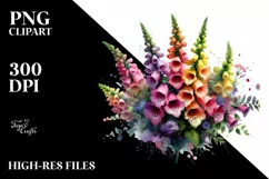 Vibrant Bouquet with Colorful Foxglove Splash | Sublimation Product Image 3