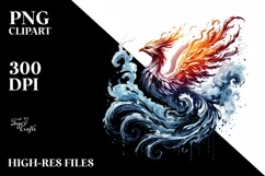 Watercolor Phoenix made of Fire and Ice Product Image 2