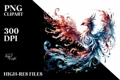 Washed Watercolor Phoenix made of Fire and Ice Product Image 2