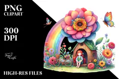 Fairy House and Rainbow Scene | Sublimation | Clipart Product Image 2