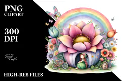 Fairy House and Rainbow Scene | Sublimation | Clipart Product Image 2