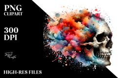 Grungy Skull with Splashes, High-Res PNG Product Image 2