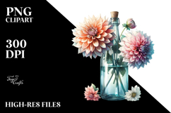 Dahlia Filled Bottle | Sublimation | Clipart Product Image 2