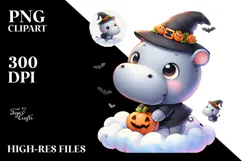 Adorable Baby Hippo on Cloud, Transparent PNG Product Image 2