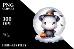 Halloween Hippo on Cloud, High-Quality PNG Product Image 2