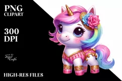 Baby Unicorn in Hambo Dancer Attire PNG Product Image 3