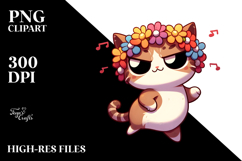 Cute Cat with Flower Crown, PNG Product Image 2