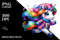 Cute Unicorn Running, PNG Product Image 2