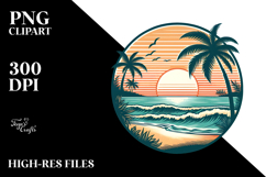 Vintage Tropical Beach Sunset | Clipart Product Image 2