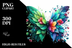 Vibrant Watercolor Butterfly PNG Product Image 3