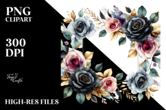 Colorfull Black Roses Frame PNG Product Image 2