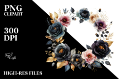 Colorful Black Rose Frame, PNG Product Image 2