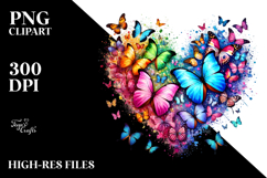 Colorful Butterfly Heart Silhouettes PNG Product Image 2