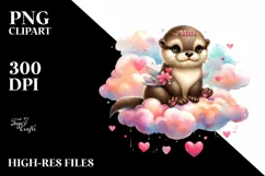 Colorful Adorned Otter on Cloud, Transparent PNG Product Image 2