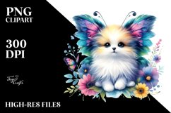 Cute Vibrant Watercolor Papillon | Clipart Product Image 1
