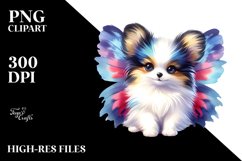 Cute Vibrant Watercolor Papillon | Clipart Product Image 3