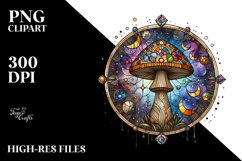 Wooden Small Stained Mystical Celestial Mushroom Watercolor Product Image 3