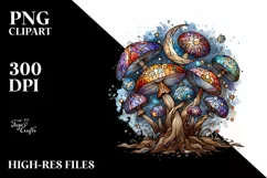Wooden Small Stained Mystical Celestial Mushroom Watercolor Product Image 1