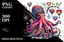 Colorful Boho Octopus on Branch Art Product Image 2
