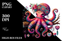 Colorful Boho Octopus on Branch Art Product Image 2