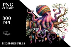 Colorful Boho Octopus on Branch Art Product Image 2