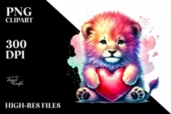 Baby Lion with Heart, PNG Product Image 2