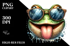 Funny Frog Portrait Watercolor Clipart Product Image 1