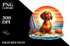 Watercolor Dachshund on Sunset Beach | Clipart Product Image 2