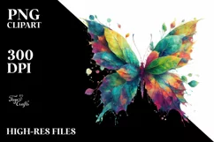 Vibrant Watercolor Butterfly PNG Product Image 1
