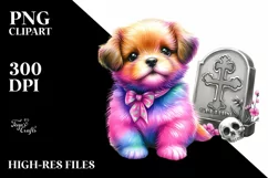 Simple Vibrant Baby Dog with Grave | Clipart Product Image 3