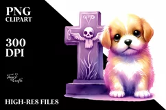 Simple Vibrant Baby Dog with Grave | Clipart Product Image 3