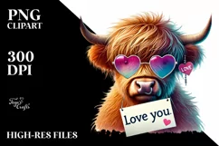 Detailed Highland Calf with Sunglasses, High-Res PNG Product Image 2