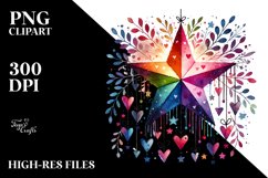 Colorful Simple Stars with Hearts, PNG Product Image 2