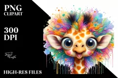 Colorful Baby Giraffe PNG Product Image 2