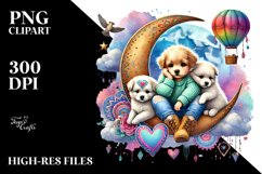 Colorful Baby Puppy on Moon, Transparent PNG Product Image 2