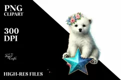 Colorful Baby Polar Bear with Heart, Transparent PNG Product Image 2