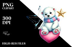 Cute Polar Bear on a Star, PNG Product Image 2