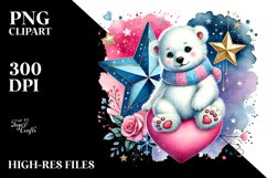 Colorful Baby Polar Bear with Heart, Transparent PNG Product Image 2