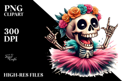 Funny Skeleton Rocking a Tutu, Whimsical PNG Product Image 2