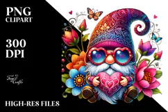 Valentines Gnome with Sunglasses, PNG Product Image 2