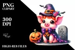 Cute Baby Pig Halloween Drawing | Clipart Product Image 3