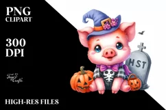 Whimsical Flowers, Baby Pig Halloween Clipart Product Image 1